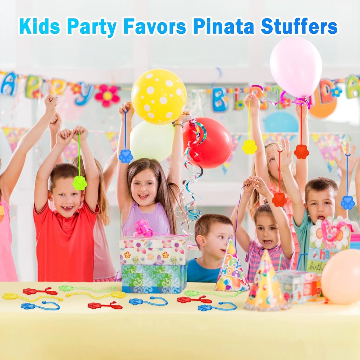 Sticky Hands Bulk 36 PCS Kids Party Favors Cute Cat Paw Shape Stretchy Sticky Hand Toy Goodie Bag Stuffers Fillers Treasure Box Toys for Classroom Prizes Small Carnival Birthday Party Supplies Gifts