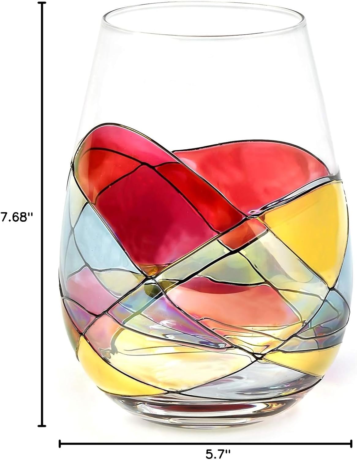 Stemless Wine Glasses – Hand‑Painted Set of 1 Unique Wine Gift for Wedding, Anniversary, Housewarming & Christmas • Sagrada Familia Style • Ideal for Women & Men
