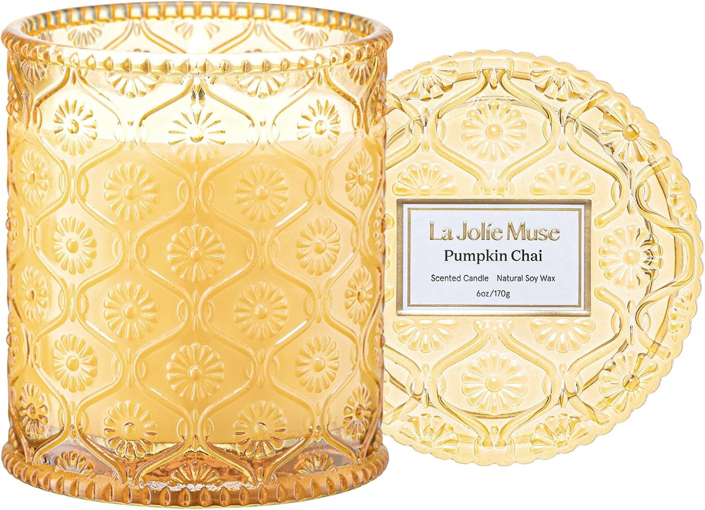 LA Jolie Muse Fall Candles, Pumpkin Chai Scented Candle, Natural Soy Candle, Autumn Candle Gift, Luxury Candles Gifts for Women & Men, House Warming Gift