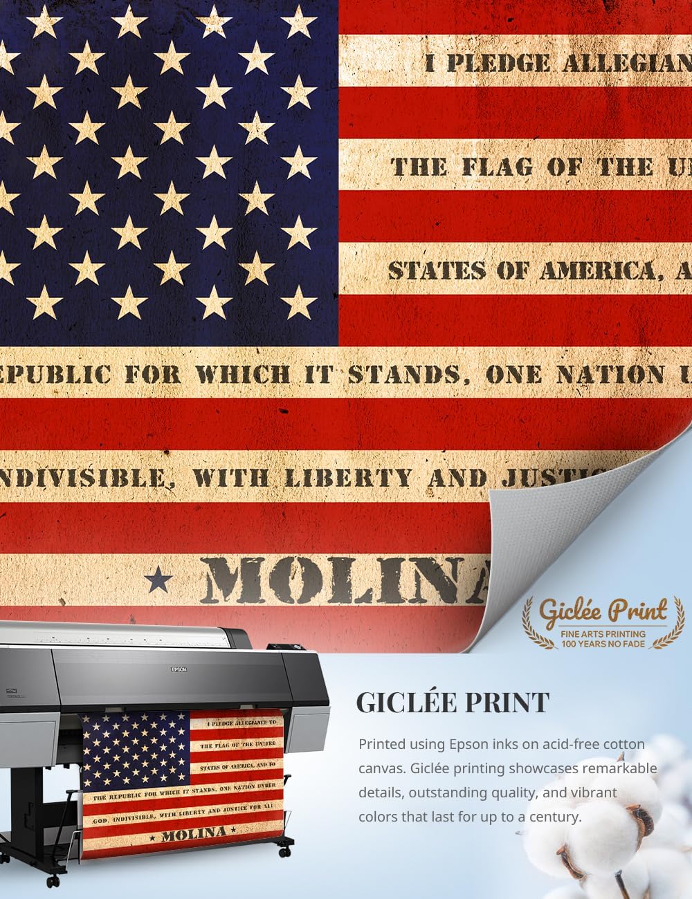 IPIC - American Flag Personalized Framed Wall Art with Names and Date on, Giclee Print with Solid Wood, Custom Gifts for Wedding Anniversary. Total Framed Size: 27.25" W x 19.25" H