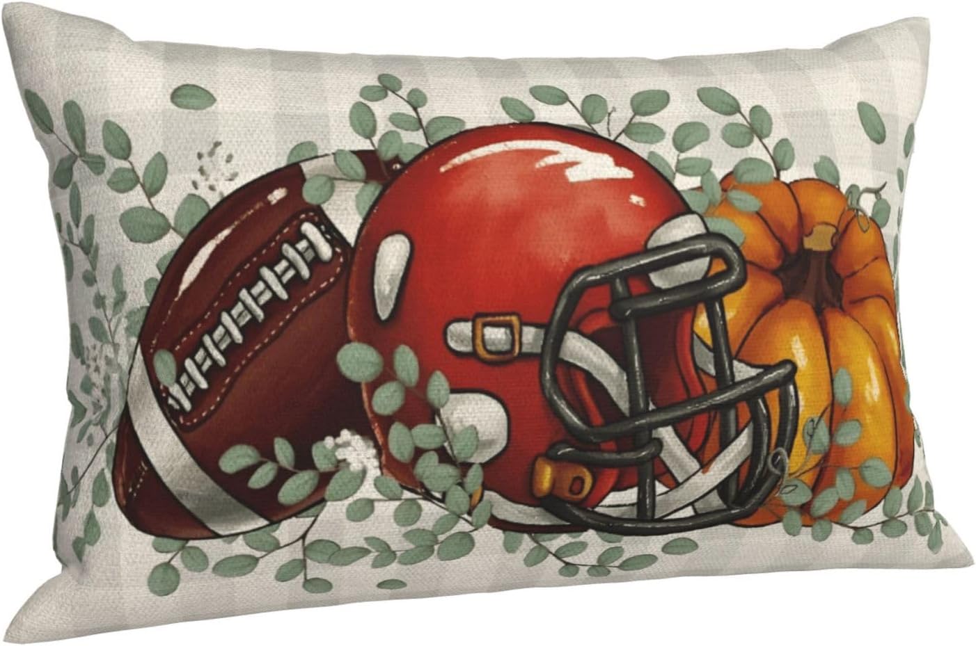 Fall Pillow Covers 12x20 Inch Pack of Plaid Orange Pumpkin Football Leaf Throw Pillow Covers Outdoor Decor Halloween Decoration Farmhouse Linen Decorative Lumbar Cushion Cover for Couch Sofa
