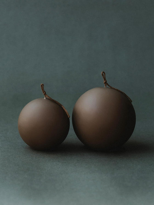 LAWA Sphere Set of 2 Candle - Beautiful Handmade Pillar Scented Soy Wax Elegant Aesthetic Candle Housewarming Gift Home Room Shelf Decor Idea (Kobicha, Set of 2)