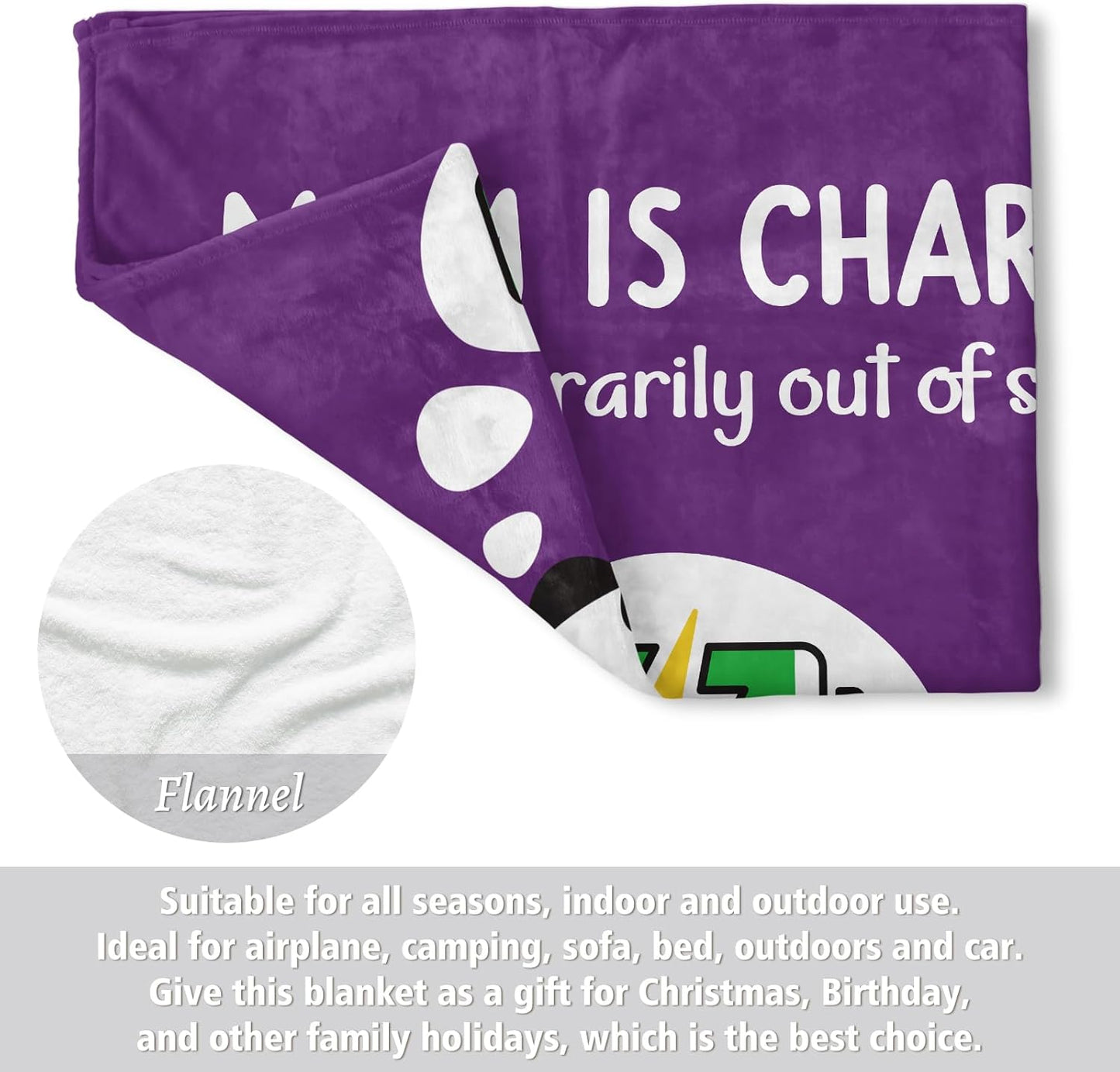 Craftique Gifts for Mom Birthday Christmas- Funny Soft Mom is Charging Blanket- New Moms Gifts for Women, Practical Blanket Throw for Napping Travel, 80”×60”