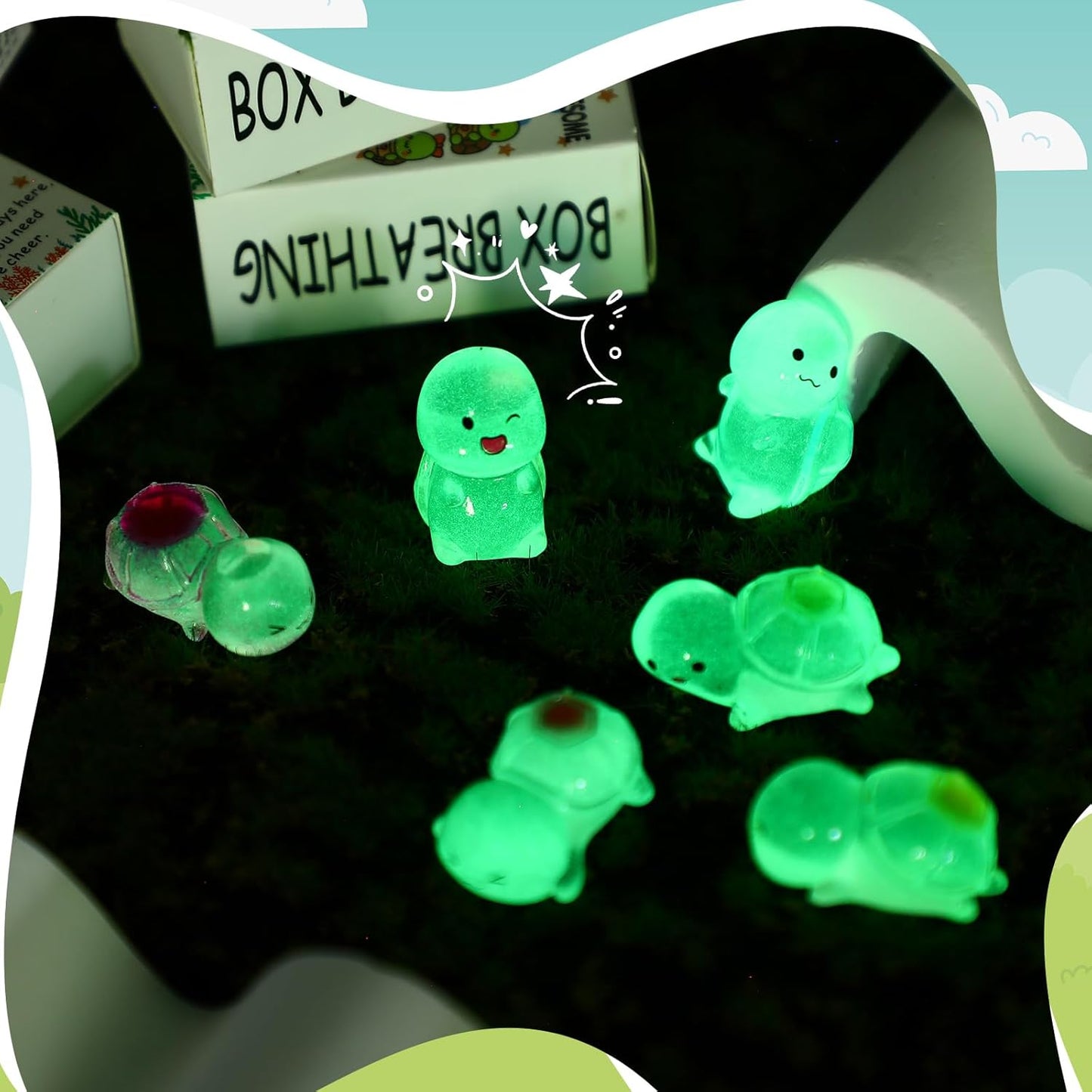 48 Sets Employee Appreciation Gifts Bulk Luminous Resin Animals Breathing Box Party Favor, Team Building Emotional Support Gifts Positive Thank You for Staff Coworkers(Turtley Awesome)