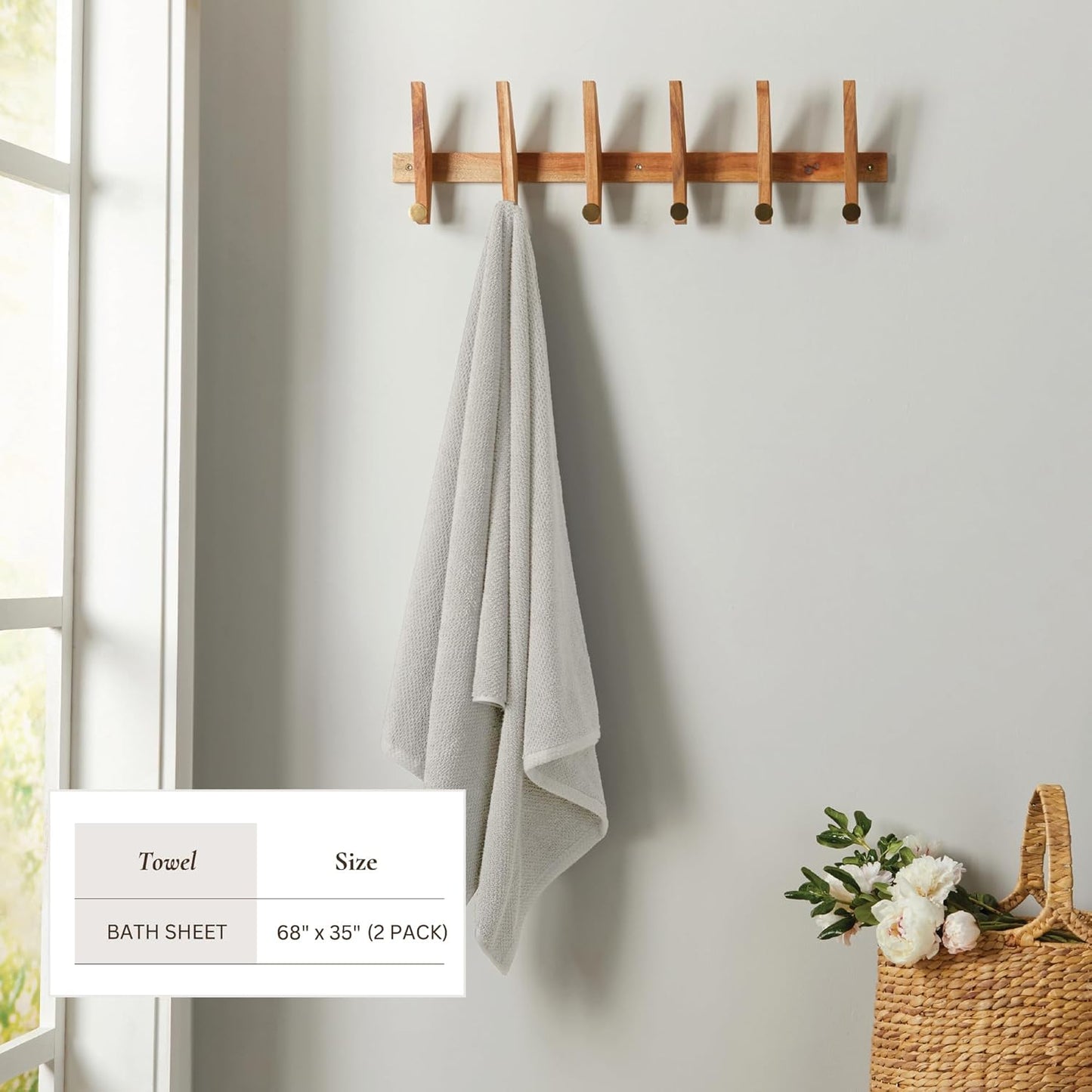 Light Grey Bath Sheets - 100% Cotton Oversized 2 Pack 68x35 Extra Large Towel Set - Absorbent, Quick-Drying, Durable Oversized Bath Towel for Bathroom Décor