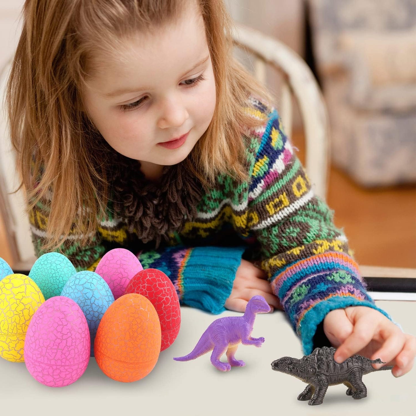 12 Dinosaur Eggs Toys, Surprise Pack with 12 Unique Dinosaur Figures,Goodie Bag Stuffers,Pinata fillers, Easter Eggs dongcoh,Carnival Prizes Treasure Box (12 Dinosaur Eggs Toys)