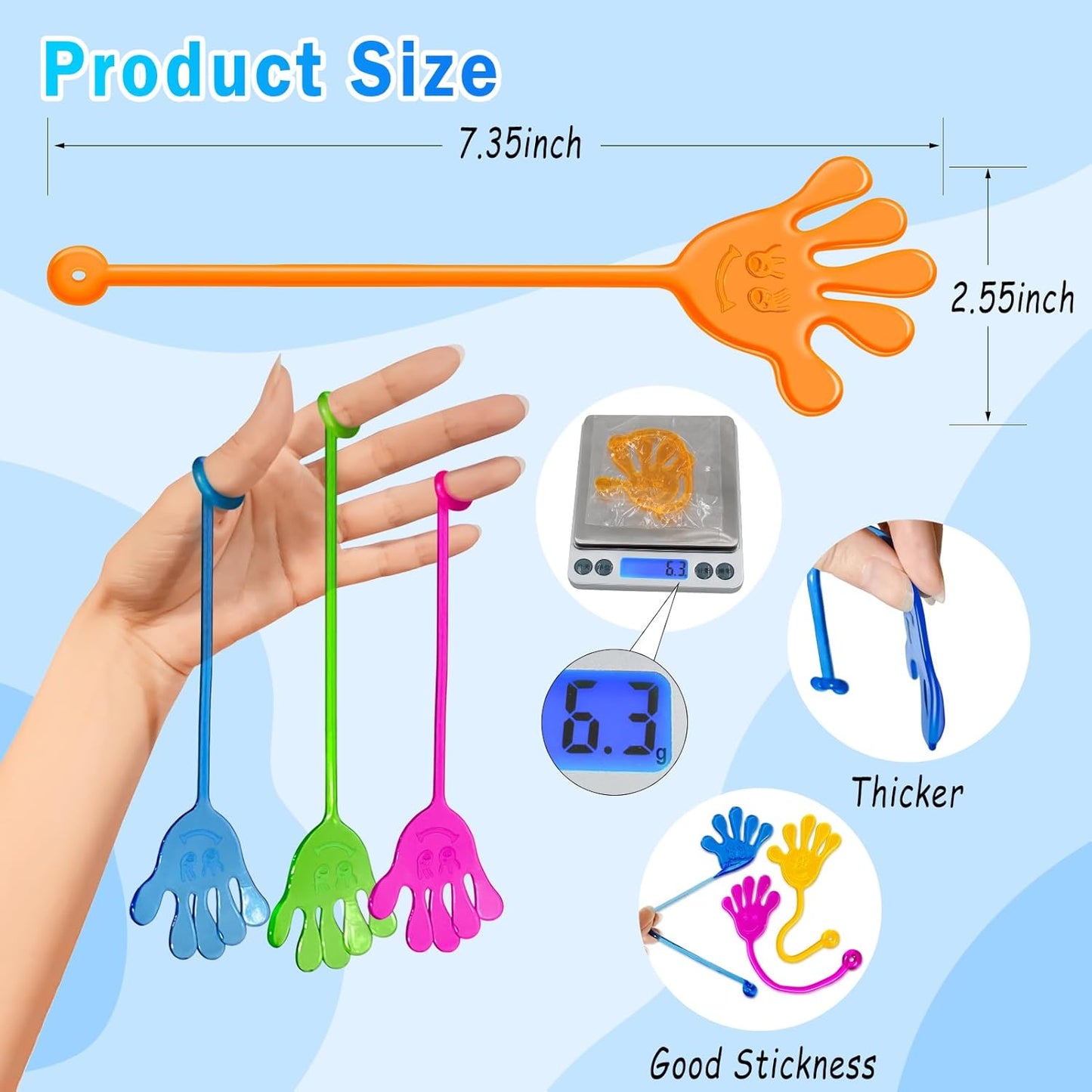 Sticky Hands Bulk 48 PCS Party Favors for Kids 4-8 8-12 Stretchy Sticky Hand Toy Halloween Goodie Bag Stuffers Fillers Treasure Box Toys for Classroom Prizes Students Gifts Birthday Party Supplies