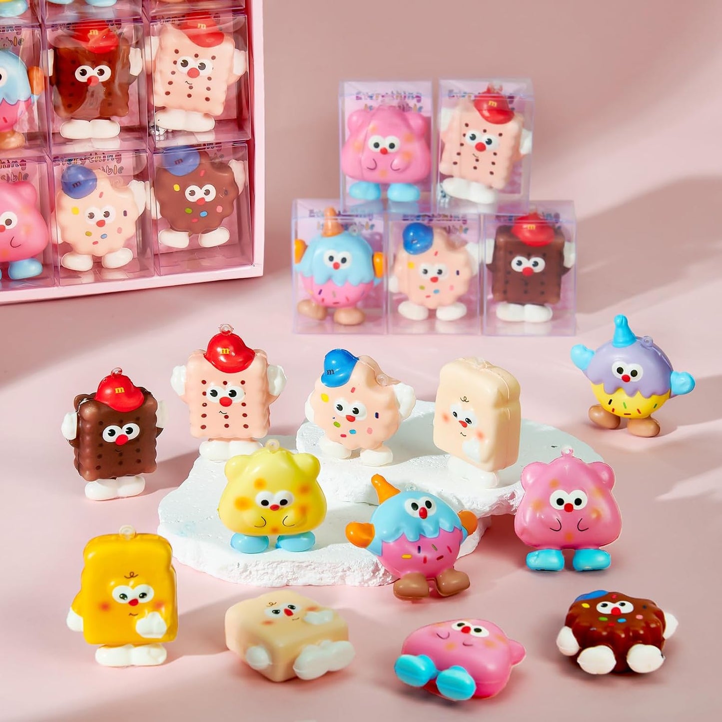 Winrayk Biscuit Squishy Toys Party Favors for Kids, 24Pcs Mochi Squishy Fidget Toys Bulk, Kawaii Stress Relief Birthday Goodie Bag Stuffer Boy Girls Pinata Filler Classroom Prize Easter Basket Stuffer
