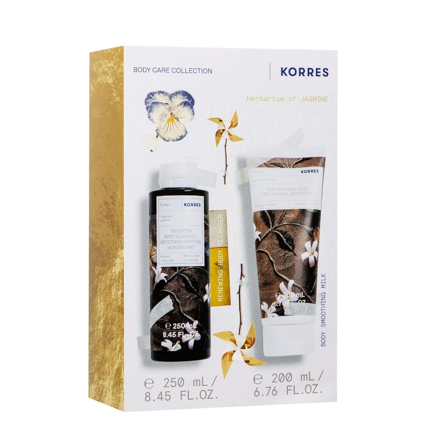 KORRES Jasmine Body Care Set, 2 Piece Gift Set With Shower Gel & Body Milk, Luxuriously Scented With Floral Jasmine, Vegan Self Care Set For Men & Women, Nourishing Skin Care Gift Made In Greece