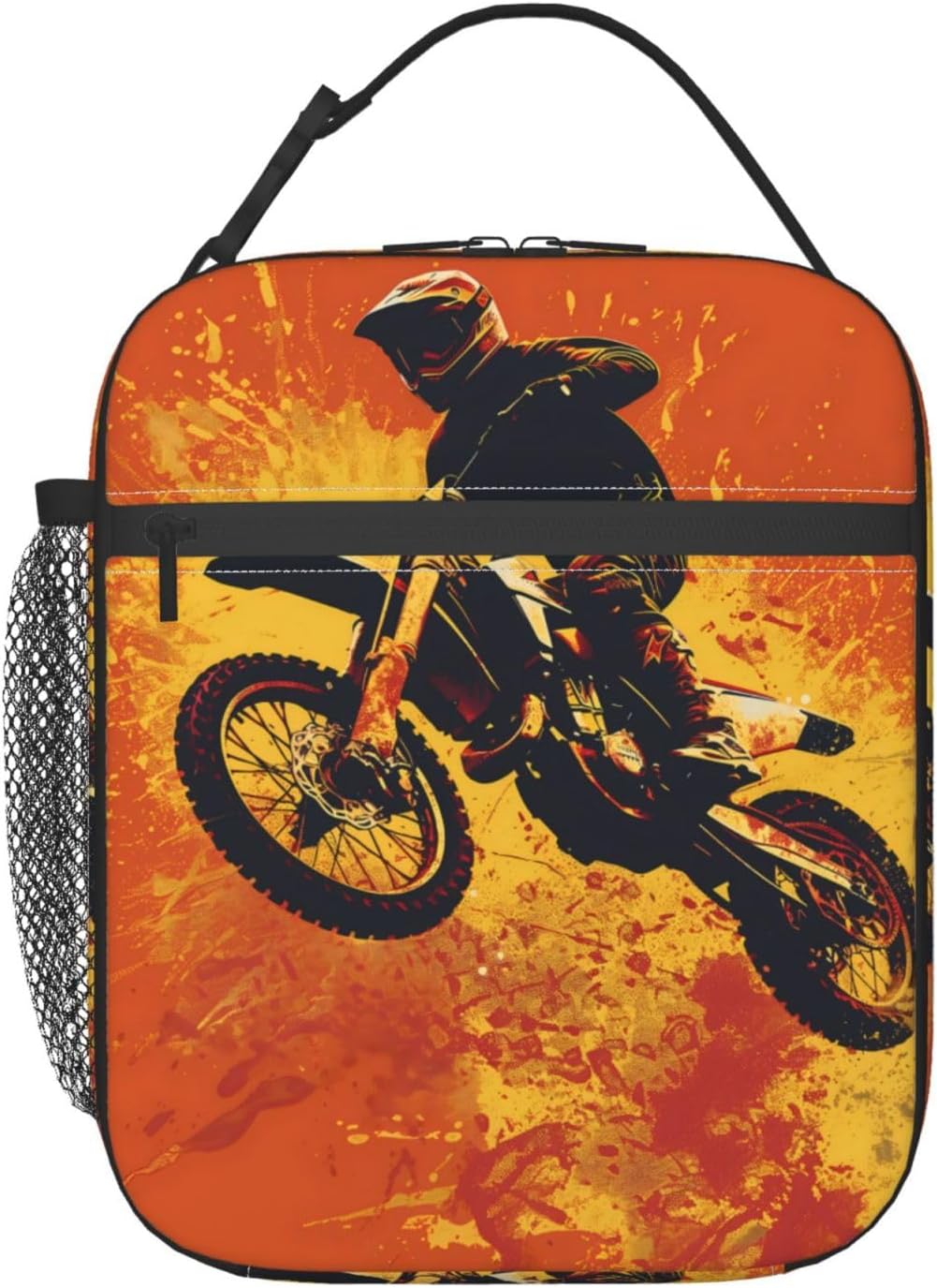 Insulated Lunch Box for Women Men, Dirt Bike Motorcycle Theme Lunch Box Reusable Portable Lunch Bag Cooler Tote Waterproof Lunch Container for Office Picnic Work Travel
