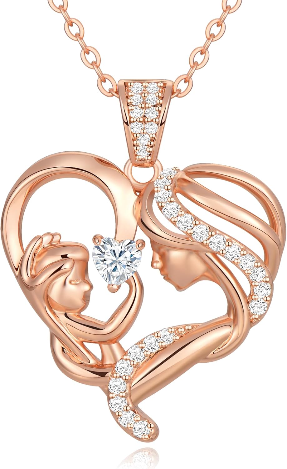 Mothers Day Gifts for Mom Wife Her Grandma, S925 Sterling Silver Birthstone Necklaces Jewelry for Women, Mother's Day Love Heart Pendant Necklace for Anniversary Birthday Christmas Day