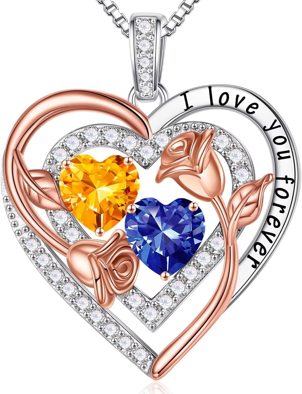 Iefil Birthstone Necklace for Women - Sterling Silver Birthstone Necklace Anniversary Birthday Gifts for Her Wife Mom Daughter