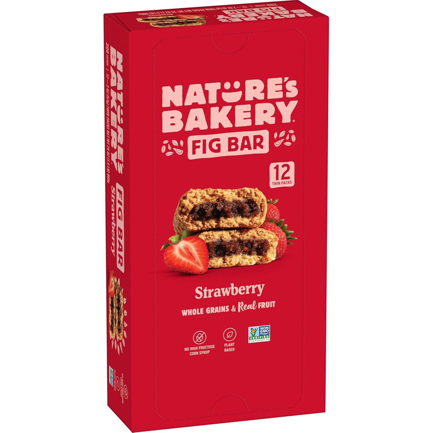 Nature's Bakery Whole Wheat Fig Bars, Real Fruit, Strawberry, 12 Twin packs