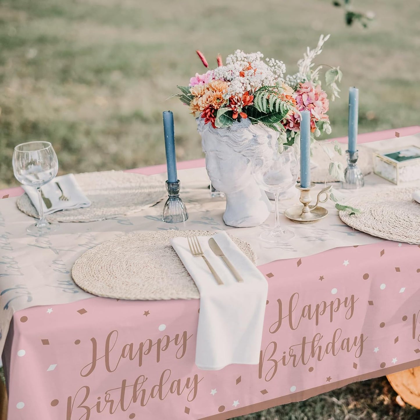 Rose Gold Birthday Party Supplies - Disposable Paper Plates, Napkins, Cups, Tablecloth & Banner for Girl/Women Celebration, Serves 25 - Decorate with Our Rose Gold Plates and Napkins Set