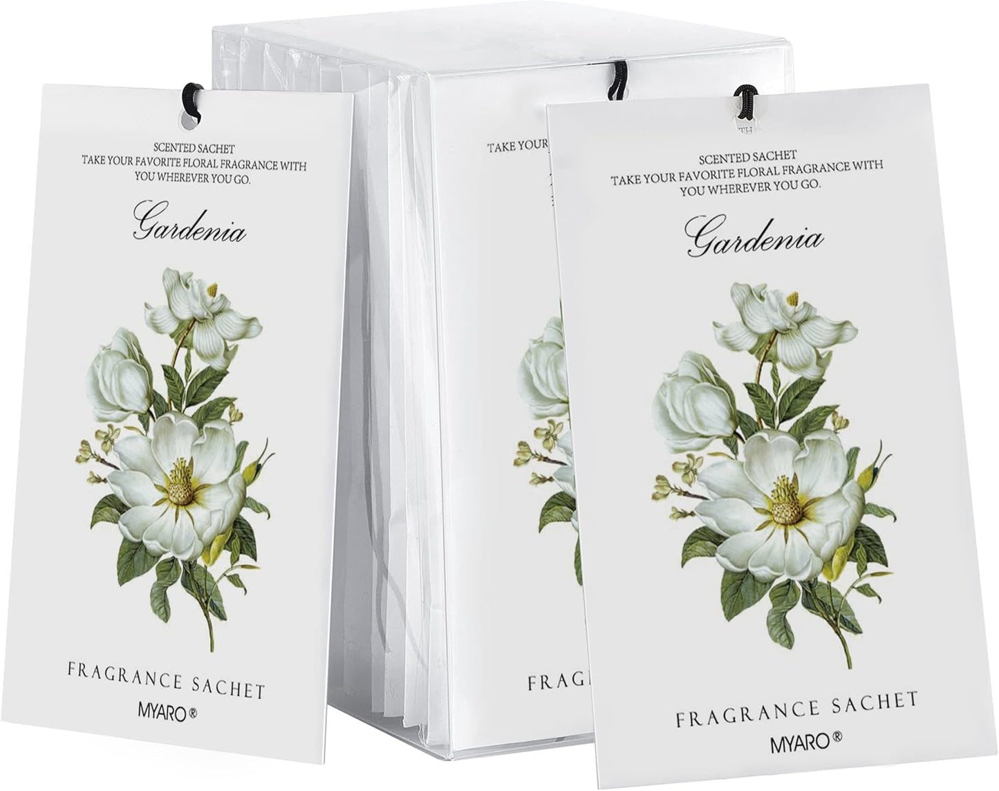 MYARO 12 Packs Gardenia Scented Sachets for Drawer and Closet, Long-Lasting Home Fragrance Sachet for Lover
