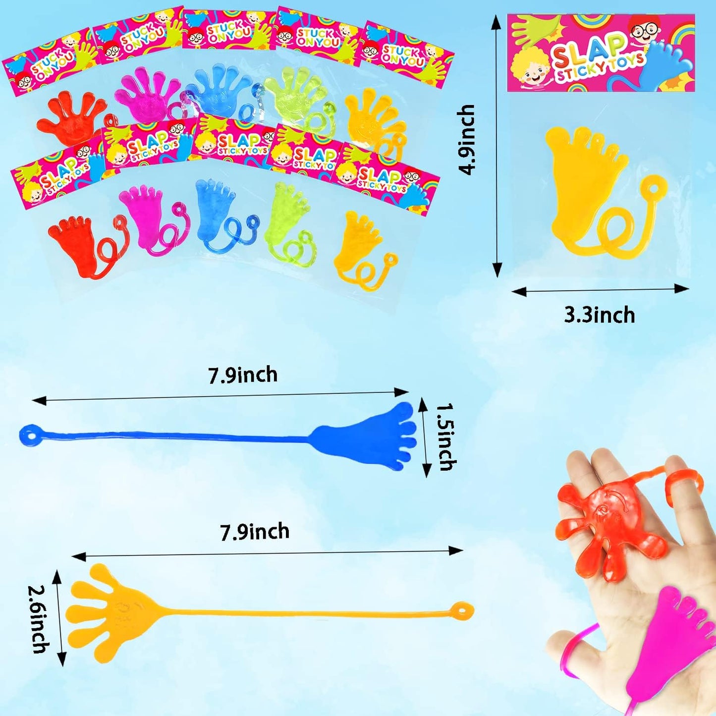 Large Sticky Hands & Feet Party Favors Supplies for Toddlers (20 PCS),Birthday Pinata Goodie Bag Stuffer Fillers for Kids,School Student Non Candy Treats Treasure Box Prizes Toys Gifts for Boys Girls