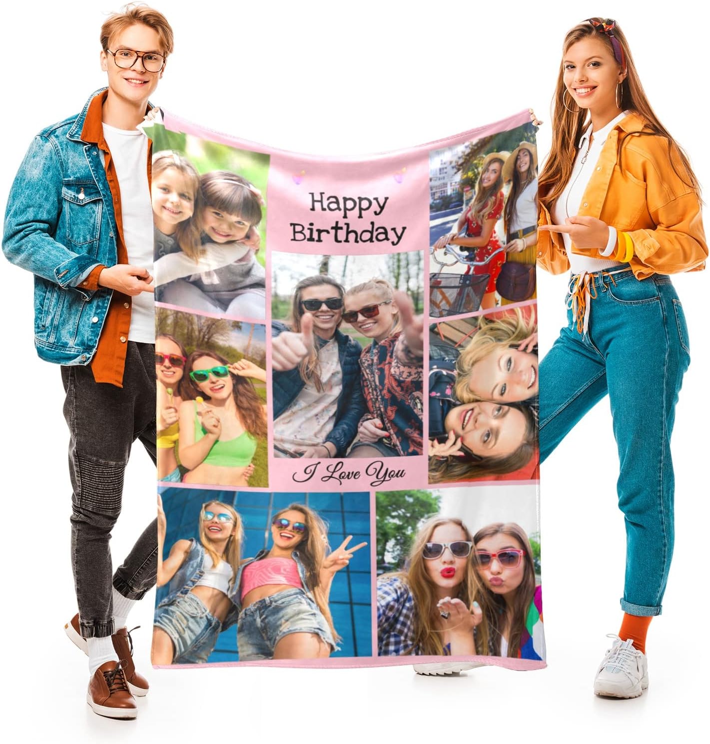Custom Blanket with Photos, Personalized Photo Blankets Using My Own Photo, Customized Blankets with Picture, Personalized Birthday Gifts for Women Men, Personalized Gifts for Best Friends