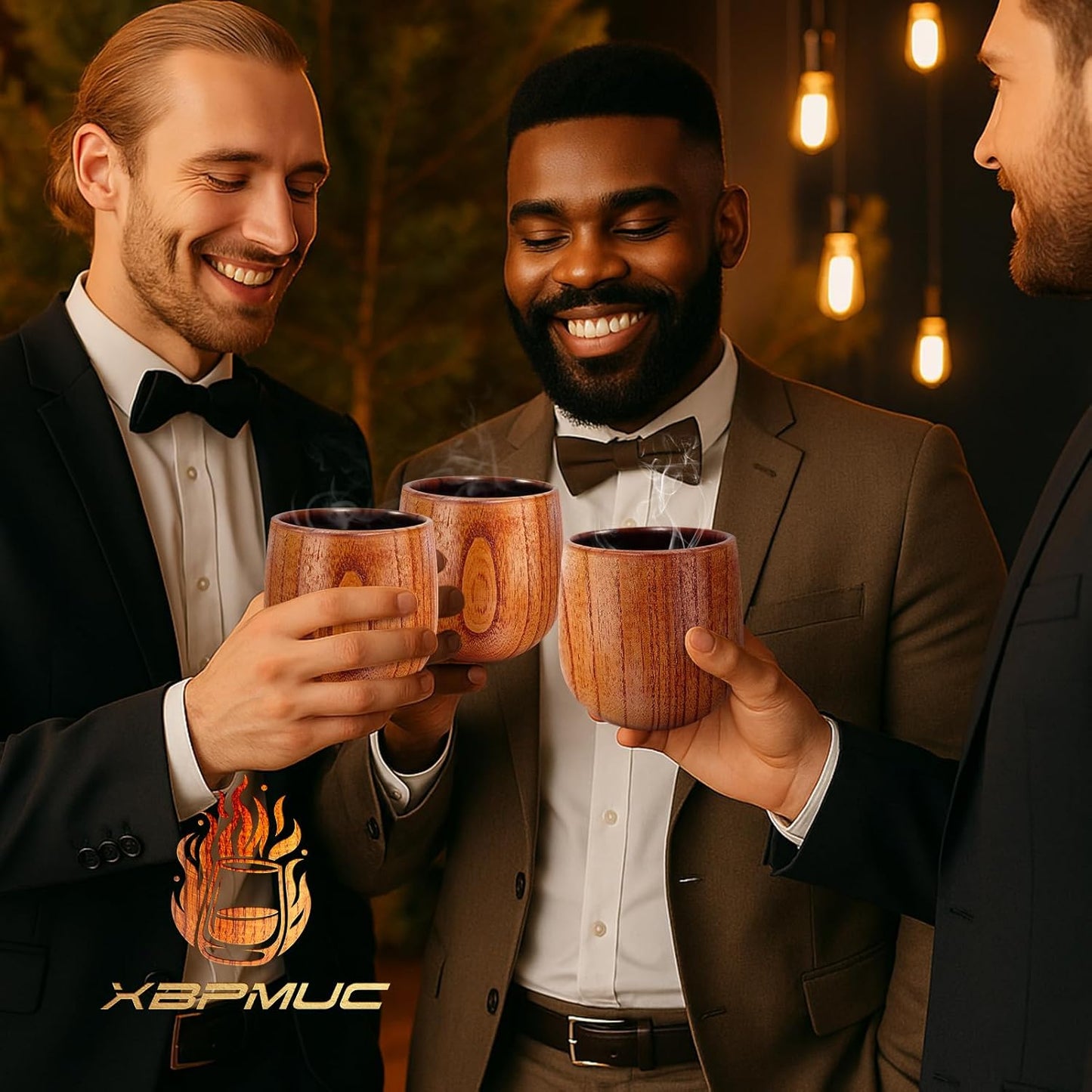 Charred Wooden Whiskey Glass - Bourbon Tumbler with Thickened Base - Old Fashioned Glass Set for Men - Ideal Gift for Dad, Brother (Handmade, Splinter-Free)