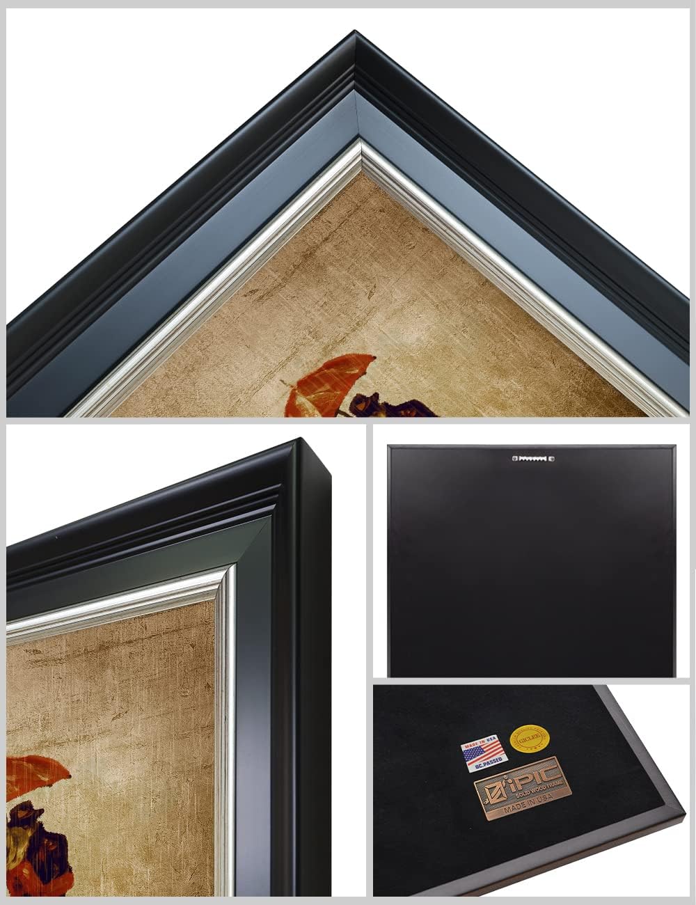 IPIC - Our First Kiss Personalized Framed Wall Art with Names and Date on, Giclee Prints with Solid Wood, Custom Gifts for Anniversary. Total Framed Size: 27.25" W x 19.25" H