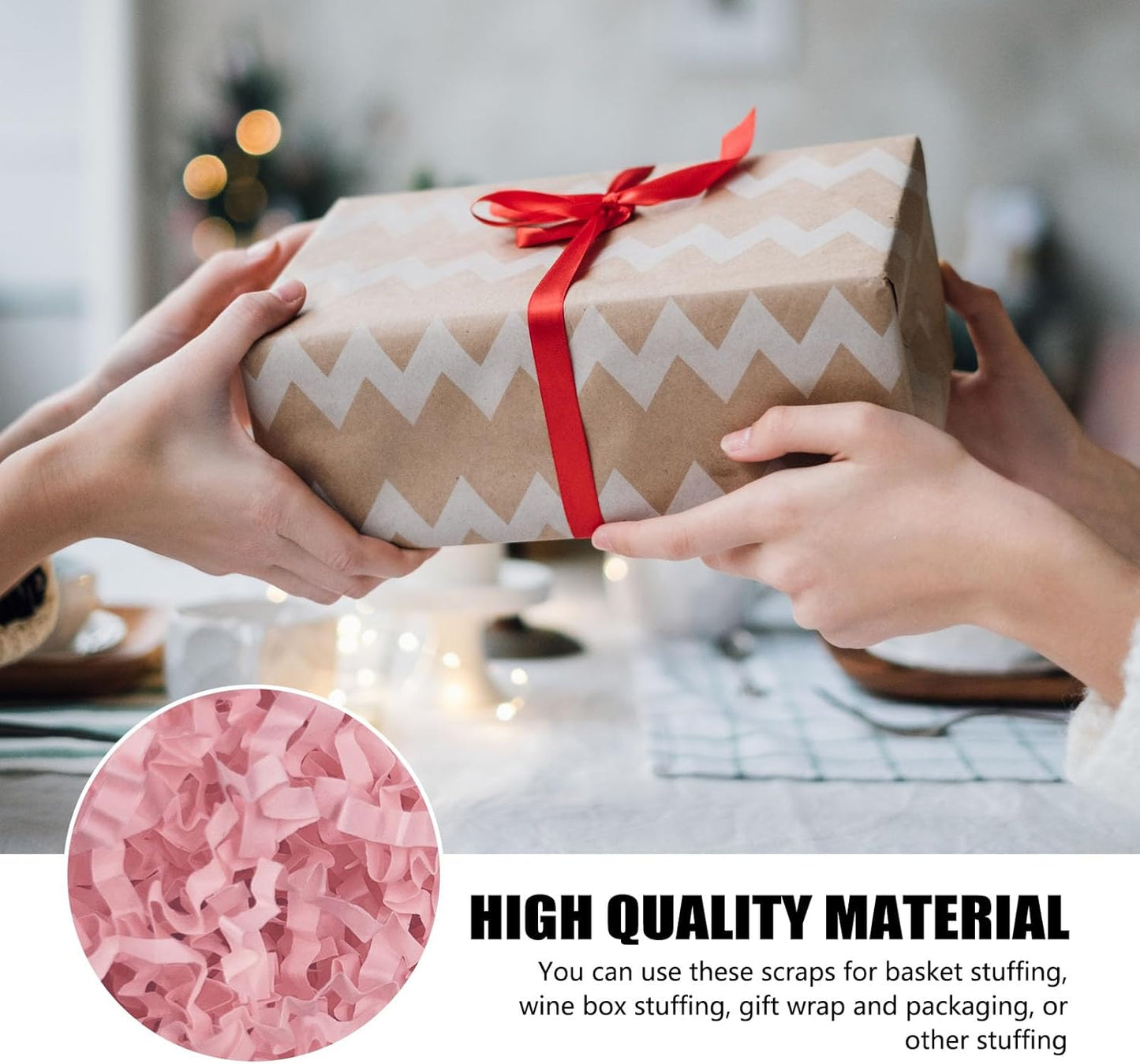 ZEBMOON 2 LB Pink A Crinkle Cut Paper Shred Filler Great for Gift Wrapping, Basket Filling, Birthday, Wedding, Halloween, Thanksgiving, Valentine's Day, New Year Party Decorations Filling Supplies