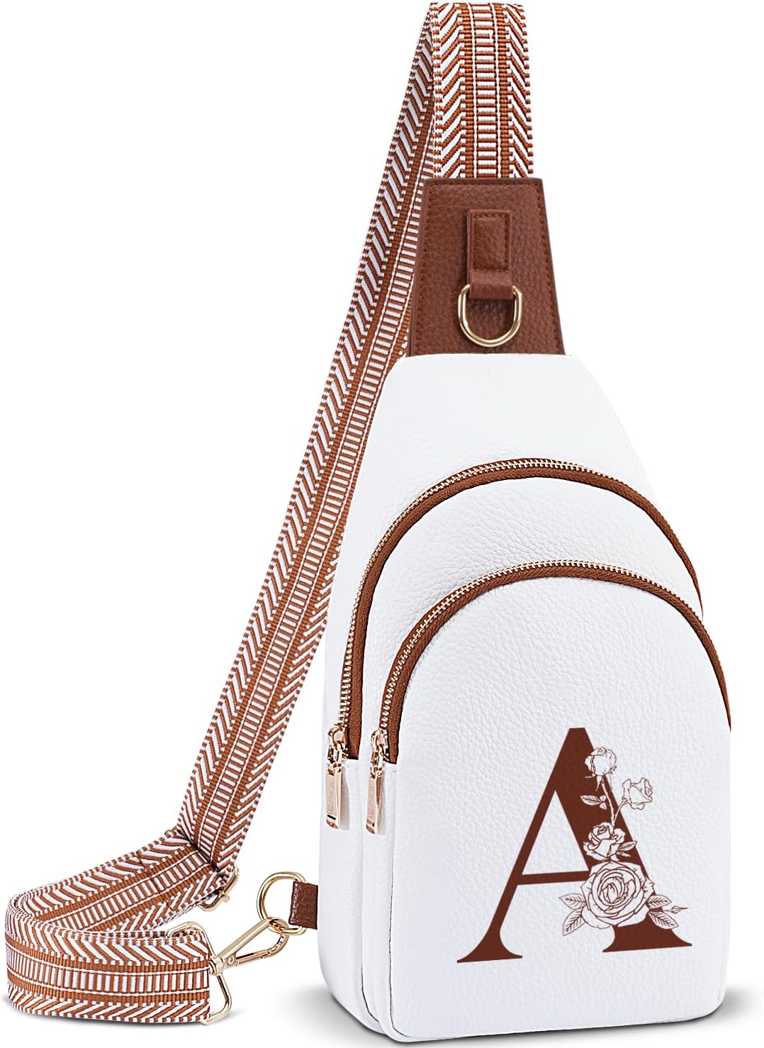 Crossbody Bag for Women Leather Sling Bags with Initial Letter Fanny Pack Chest Bag for Travel, Gift for Mom Wife