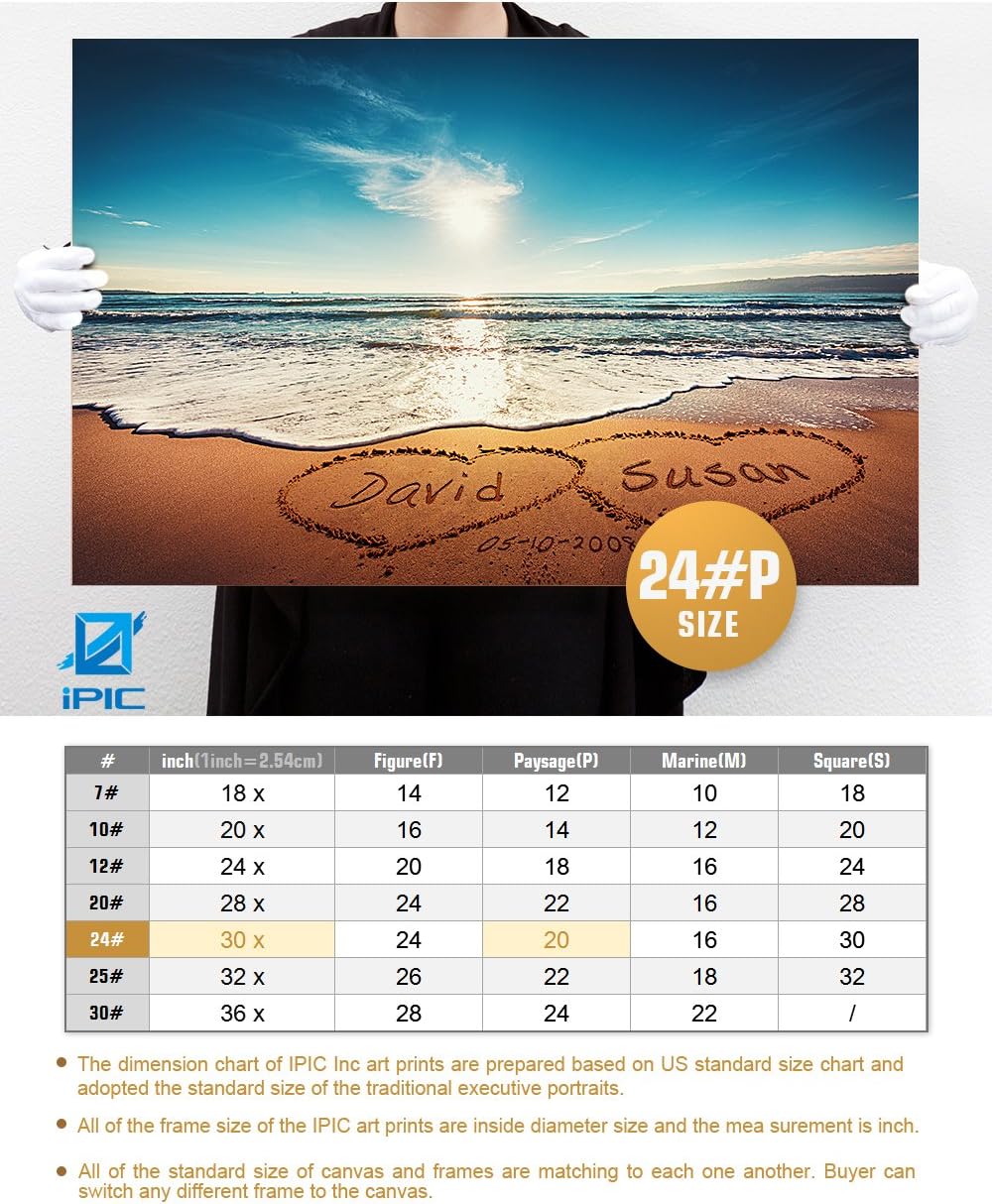 IPIC - Heart in Heart, Personalized Artwork with Names and Date on, Customized Gift for Anniversary,Wedding,Birthday and Holidays. Total Size:30" W x 20" H
