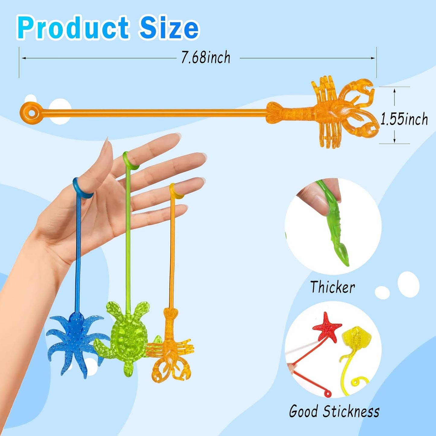 Sticky Hands Bulk 42PCS Ocean Animal Party Favors for Kids Stretchy Sticky Hand Fidget Toys Goodie Bag Stuffers Treasure Box Toys for Classroom Prizes Birthday Party Supplies Easter Egg Fillers
