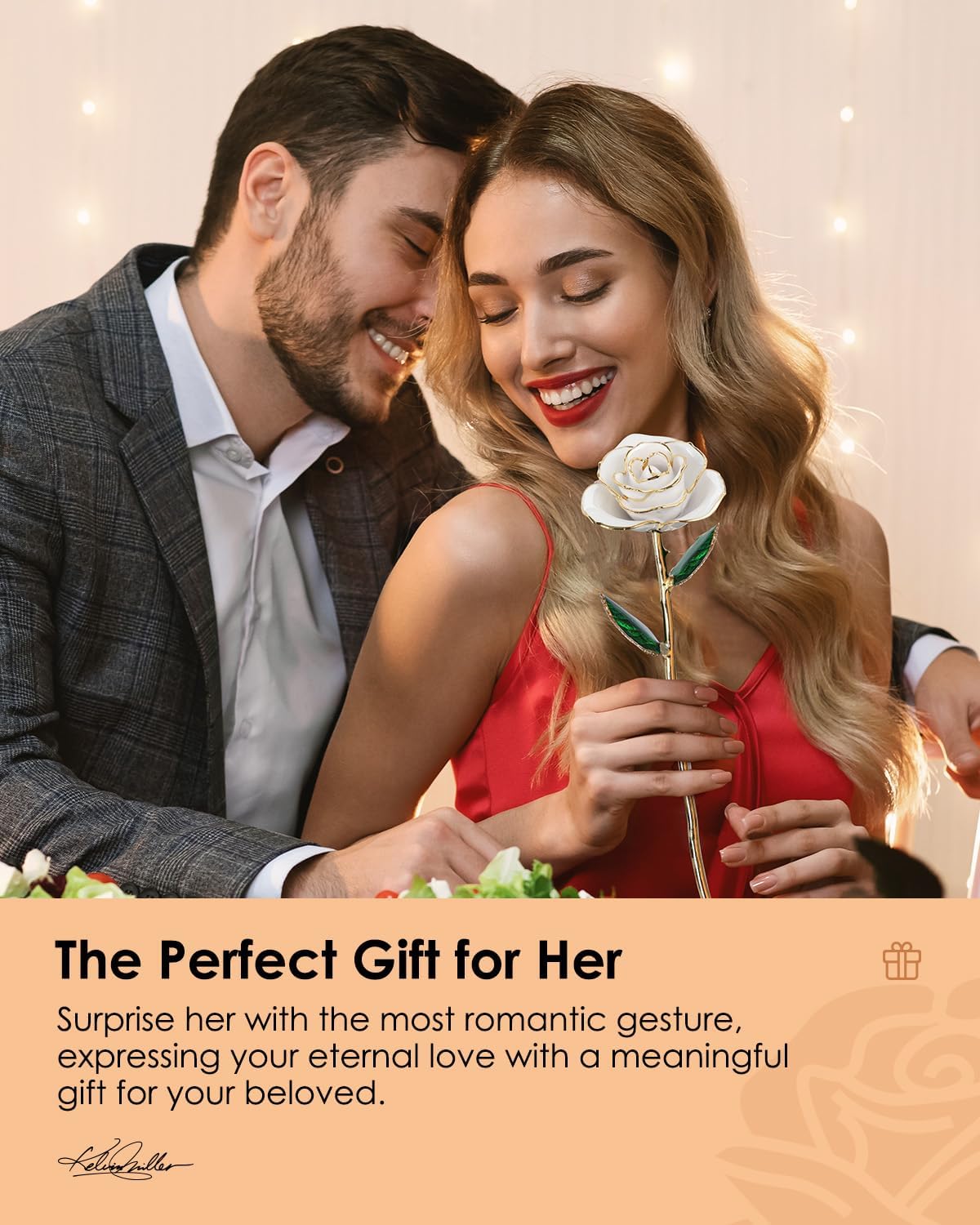 24K Gold Dipped Real Rose – Handcrafted, One of a Kind Gift – Timeless Romantic Present for Birthday, Valentine’s, Mother’s Day, Anniversary (Ivory White)