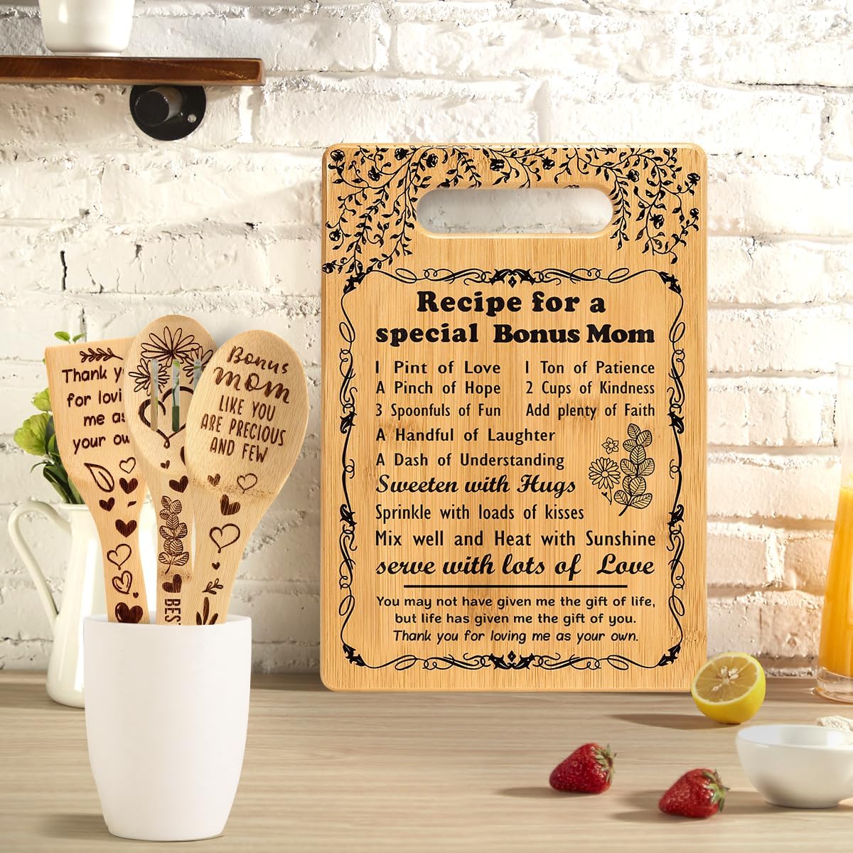 Great Gifts for Bonus Mom from Daughter Son Dad Best Bonus Mom Ever Gifts Christmas Birthday Gifts for Bonus Mom Bonus Mother New Mom Stepmom to My Mom Cutting Boards
