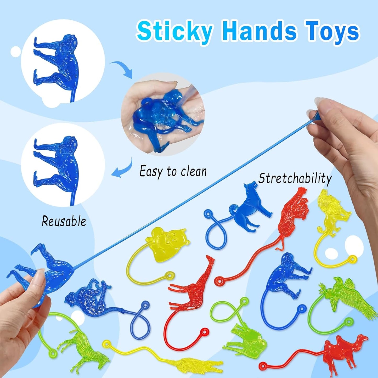 Sticky Hands Bulk 36PCS Forest Animal Party Favors for Kids Stretchy Sticky Hand Fidget Toys Goodie Bag Stuffers Treasure Box Toys for Classroom Prizes Birthday Party Supplies Easter Egg Fillers