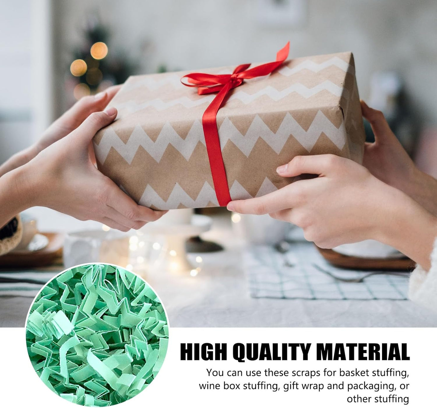 ZEBMOON 2 LB Blue A Crinkle Cut Paper Shred Filler Great for Gift Wrapping, Basket Filling, Birthday, Wedding, Halloween, Thanksgiving, Christmas Day, New Year Party Decorations Filling Supplies