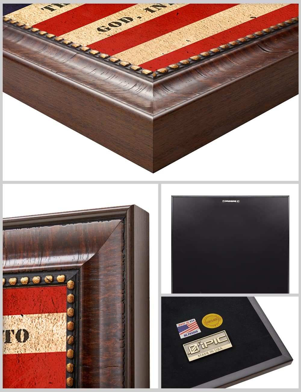 IPIC - American Flag Framed Art with Personalized Family Names & Oath. Ideal Gift for Military, Veterans & Independence Day. Show Pride & Respect. Customize Now! Total Size w/Frame: 33x23