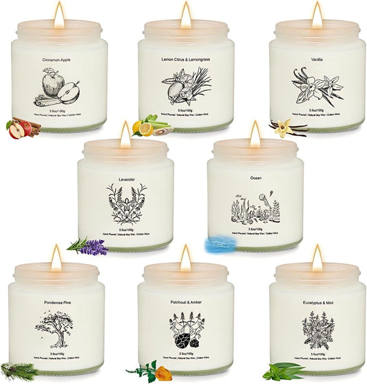 8 Pack Candles for Home Scented, Gifts for Women,Aromatherapy Candle Set for Women, Natural Soy Wax Jar Candles Set, Candle Gifts for Mother's Day, Birthday, Valentine's Day