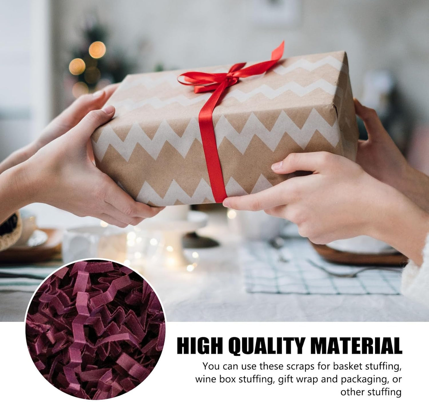 ZEBMOON 2 LB Burgundy Crinkle Cut Paper Shred Filler Great for Gift Wrapping, Basket Filling, Birthday, Wedding, Halloween, Thanksgiving, Christmas Day, New Year Party Decorations Filling Supplies