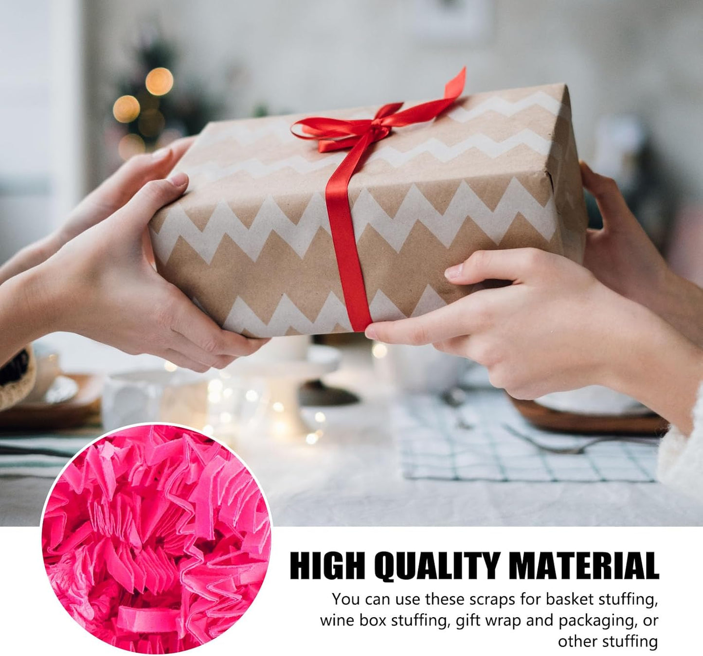 2 LB Fluorescent Pink Crinkle Cut Paper Shred Filler Great for Gift Wrapping, Basket Filling, Birthday, Wedding, Halloween, Thanksgiving, Christmas Day, New Year Party Decorations Filling Supplies