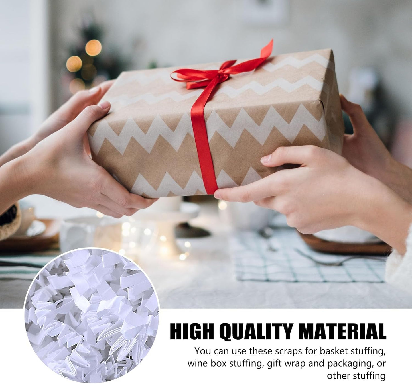 ZEBMOON 2 LB White Crinkle Cut Paper Shred Filler Great for Gift Wrapping, Basket Filling, Birthday, Wedding, Halloween, Thanksgiving, Christmas Day, New Year Party Decorations Filling Supplies