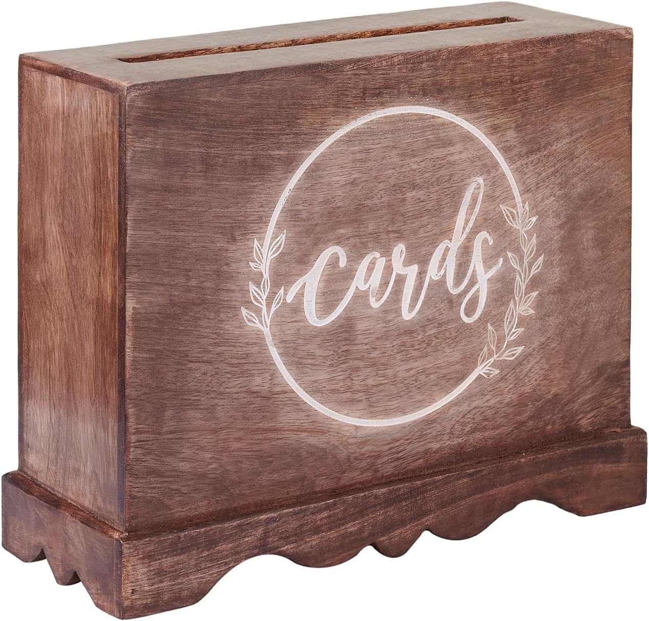 Wedding Card Box with Card Slit and Lock 12"X10"X4.5"- Gift Wishing Well Card Box for Weddings, Receptions, Birthdays, Graduations, Baby Showers, Honeymoon Funds KHNDCNC (Walnut)