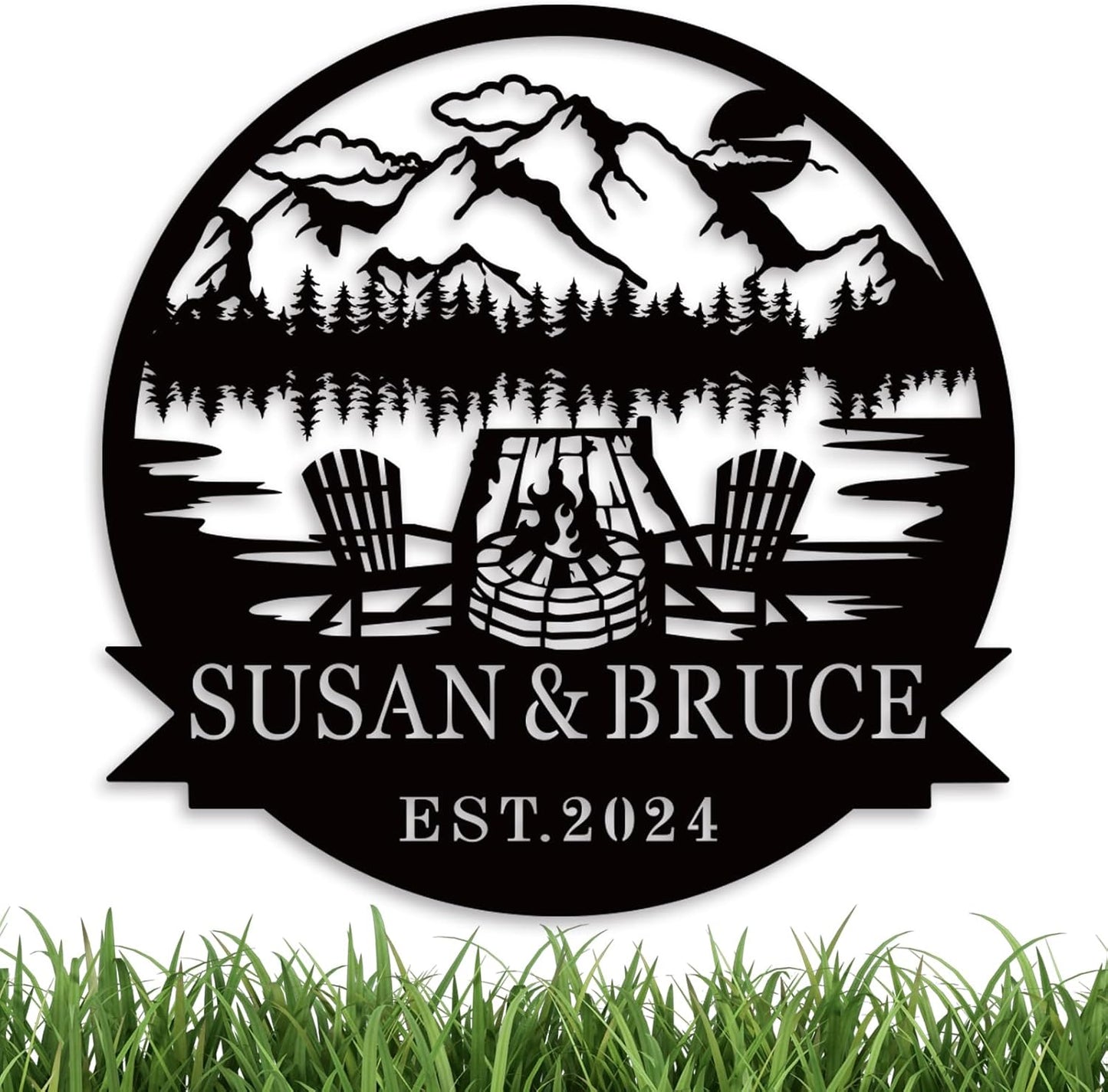 Personalized Camping Signs, Custom Camping Signs Campsite, Custom Campfire Metal Name Sign, Personalized Camping Gifts Fire Pit Sign, Personalized Camping Gifts, Happy Camper Decor