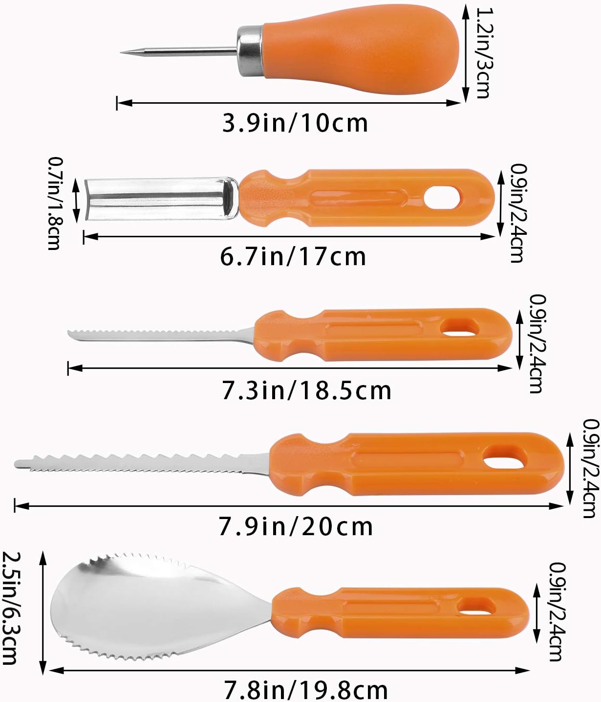 Halloween Pumpkin Carving Tools Kit, Halloween Jack-O-Lanterns 11 Piece Professional pumpkin cutting supplies tools Kit stainless steel lengthening and thickening with Handbag