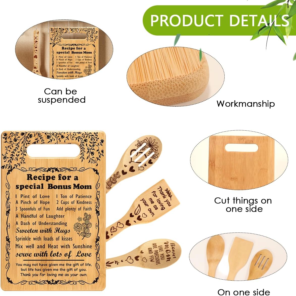 Great Gifts for Bonus Mom from Daughter Son Dad Best Bonus Mom Ever Gifts Christmas Birthday Gifts for Bonus Mom Bonus Mother New Mom Stepmom to My Mom Cutting Boards