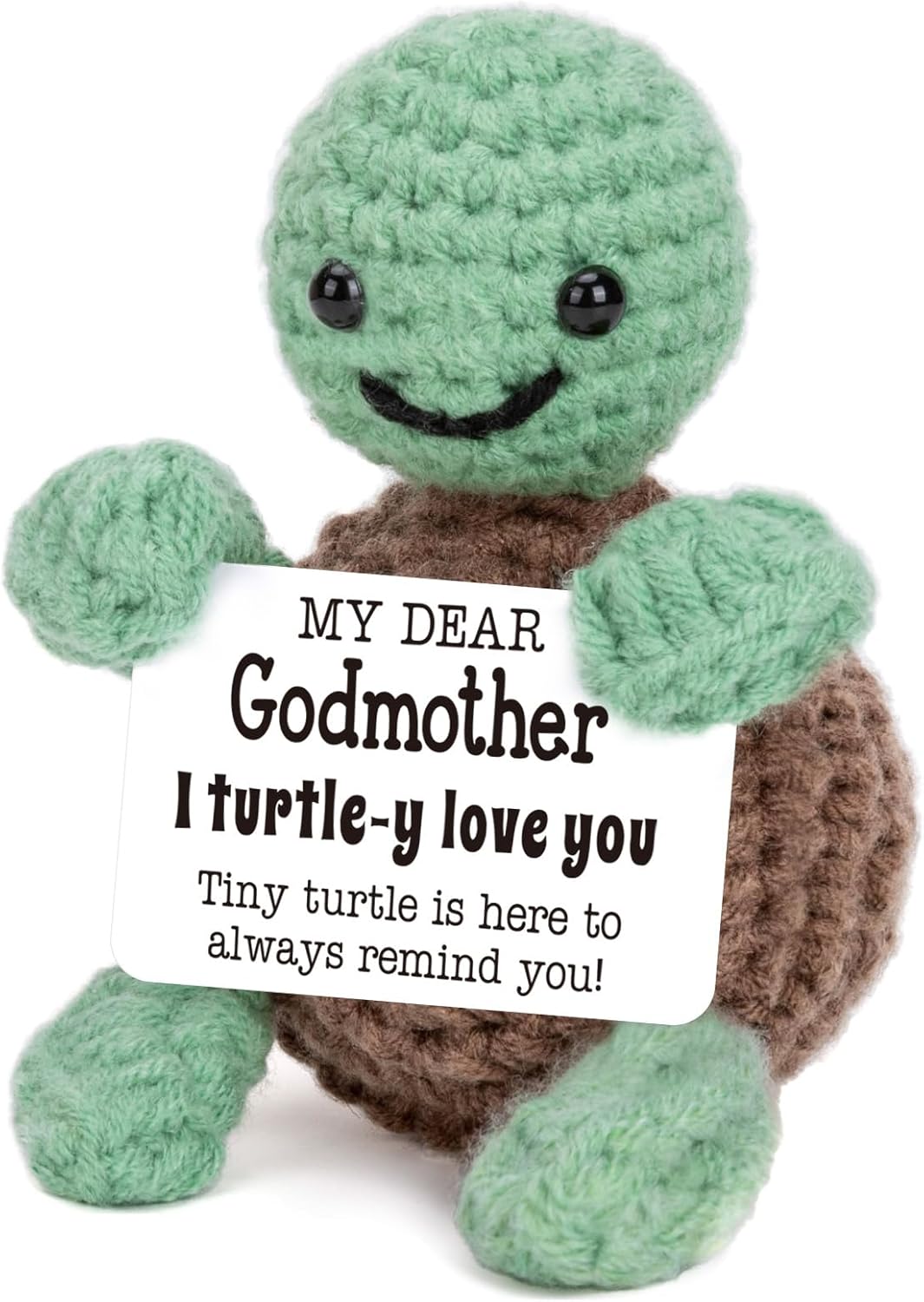 Mini Funny Turtle Godmother Gifts from Godchild, Birthday Gifts for Godmother from Goddaughter Godson, I Love You Small Cute Stuff Things, Handmade Emotional Positive Crochet Turtle