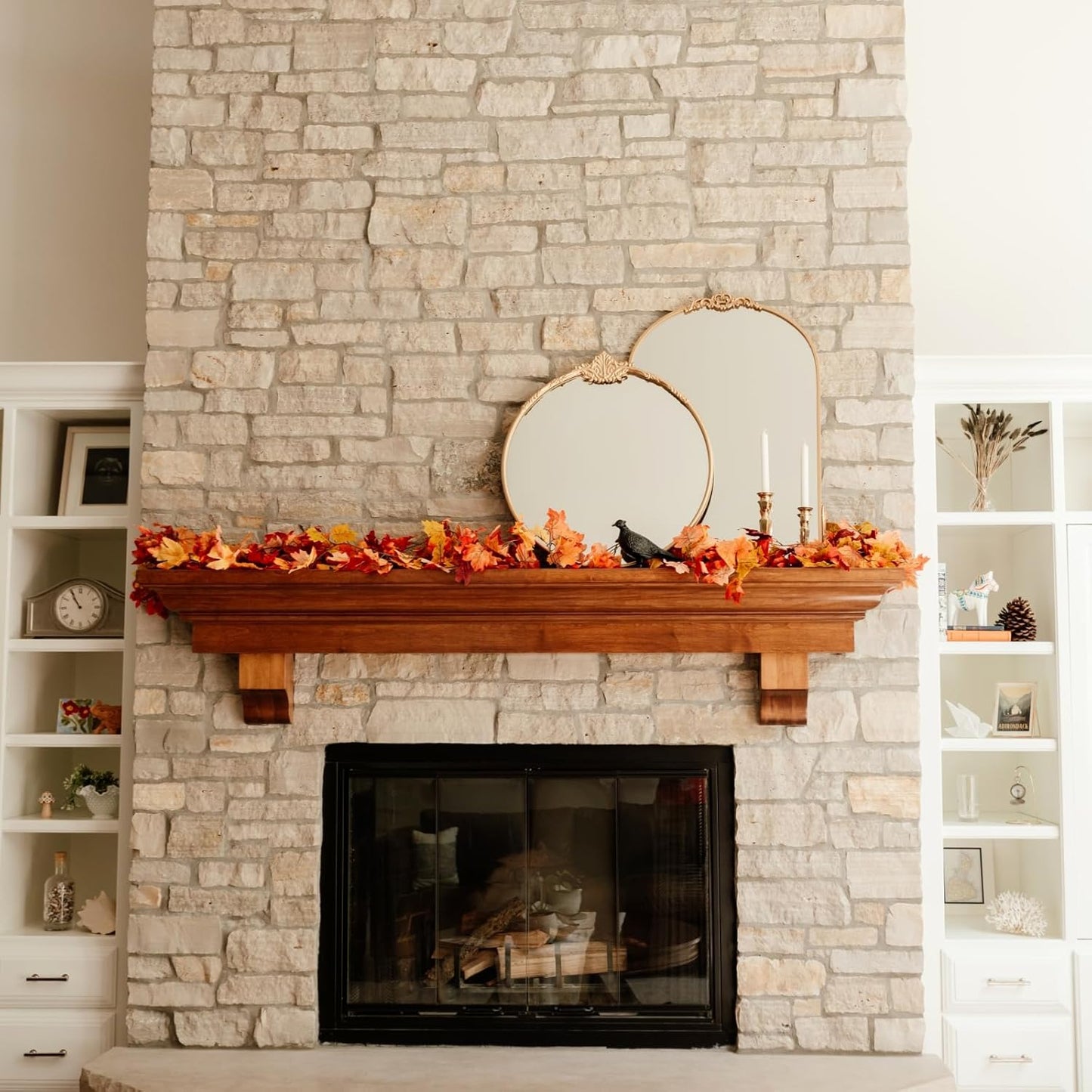 CQURE 18 Pack Fall Leaf Garland, Total 106.2Ft Artificial Fall Vines Autumn Garland Fall Maple Leaves Thanksgiving Decor for Home Wedding Fireplace Party