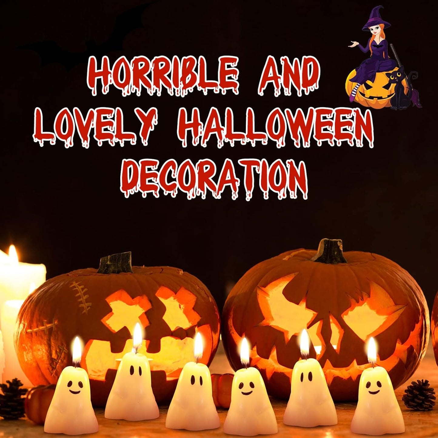 Nuanchu 12 Pcs Halloween Ghost Pumpkin Candle Fun Scented Thanksgiving Halloween Handmade Wax Fall Candles and Pumpkin Decor for Home(White,Ghost Style)