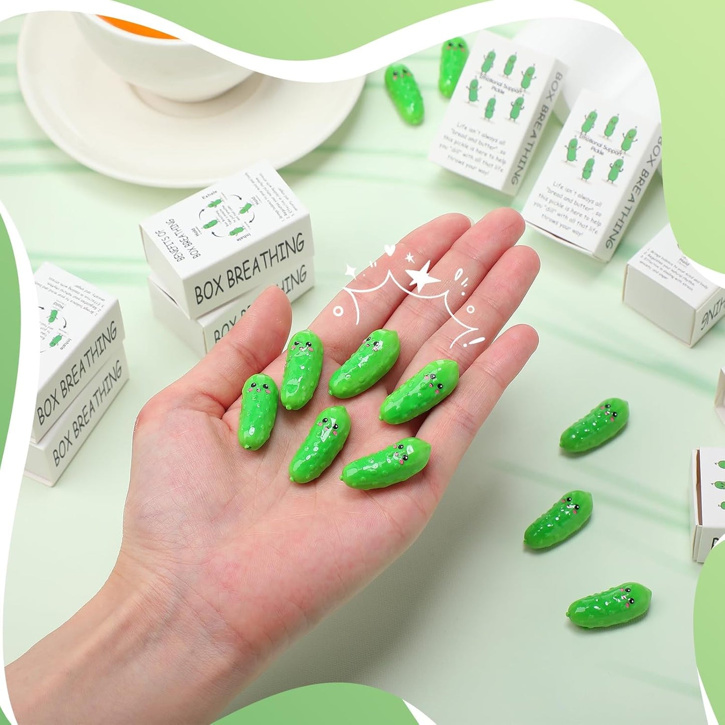 48 Sets Employee Appreciation Gifts Bulk Luminous Resin Animals Breathing Box Party Favor, Team Building Emotional Support Gifts Positive Thank You for Staff Coworkers(Pickle)