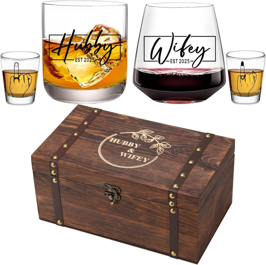 Hubby & Wifey Wedding Keepsake Box Set, Bridal Shower Gifts,Unique Wedding Engagement Gifts for Couples Mr Mrs Storage Gift Box,Newly-Married Gift