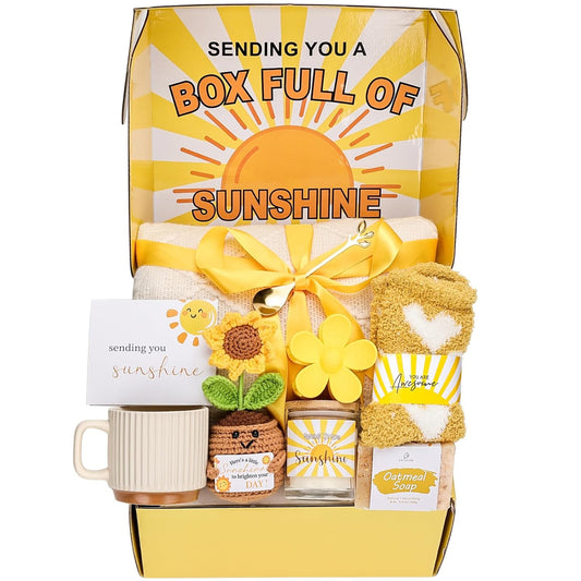 Gift Baskets for Women, Unique Birthday Gifts for Women,Get Well Soon Gift Basket,Care Package Sending Sunshine Box Thinking of You for Mom Wife Sister Best Friends Teen Girls