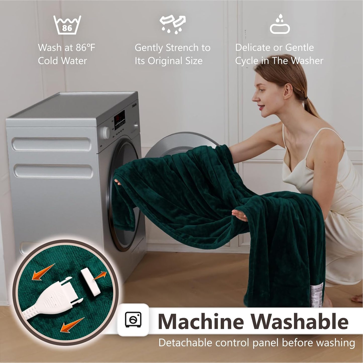 Wapaneus Heated Blanket Electric Queen Size 84"x90"-Dual Control with 10 Heat Levels 12 Timer Settings and 8 Hours Auto-Shut Off,Fast-Heating Electric Blanket,ETL Listed Machine Washable,Green