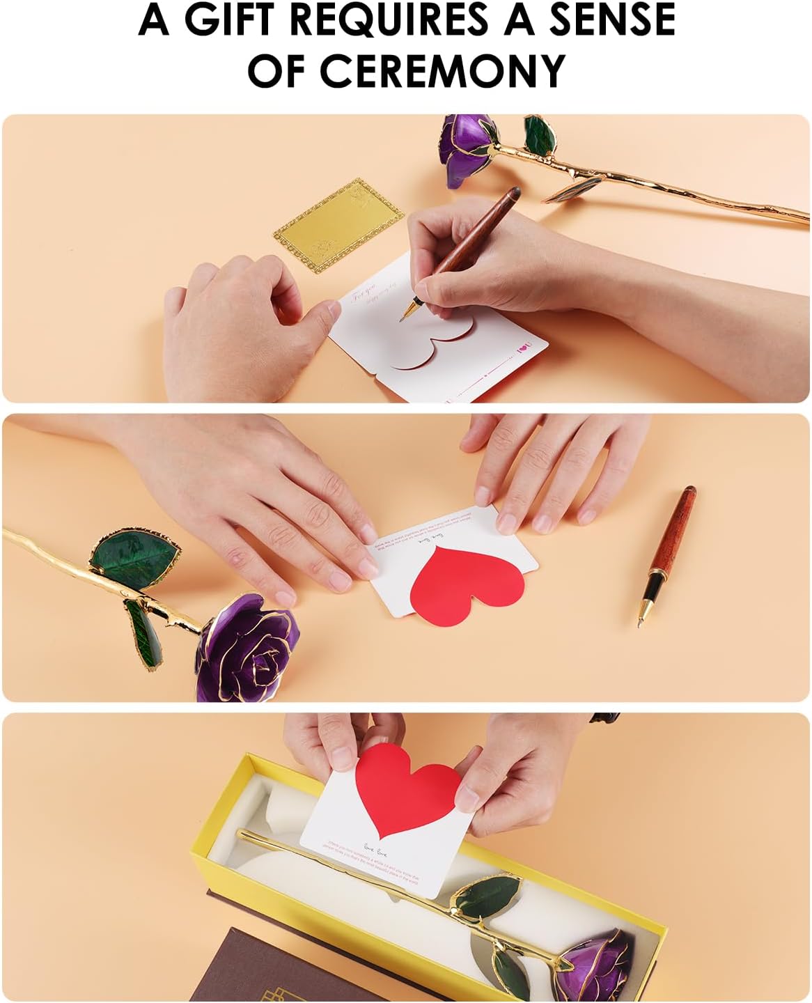 24K Gold Dipped Real Rose – Handcrafted, One of a Kind Gift – Timeless Romantic Present for Birthday, Valentine’s, Mother’s Day, Anniversary (Purple)
