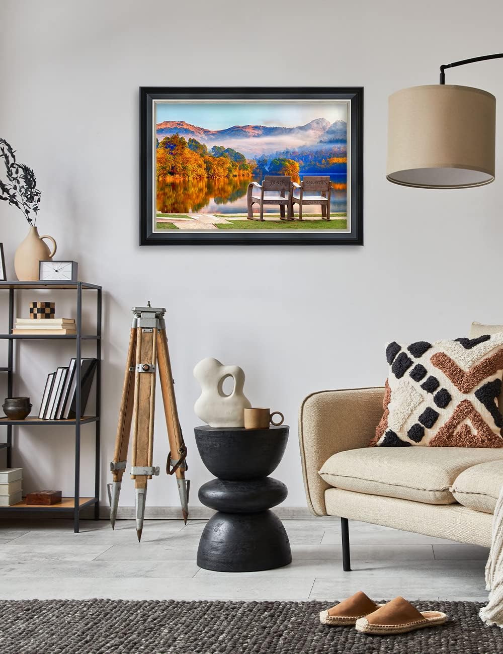 IPIC - Grow Old Together, Personalized Framed Wall Art with Names and Date on, Giclee Prints Framed with Solid Wood, Custom Memorial Gifts for Wedding Anniversary. Total Size: 27.25" W x 19.25" H