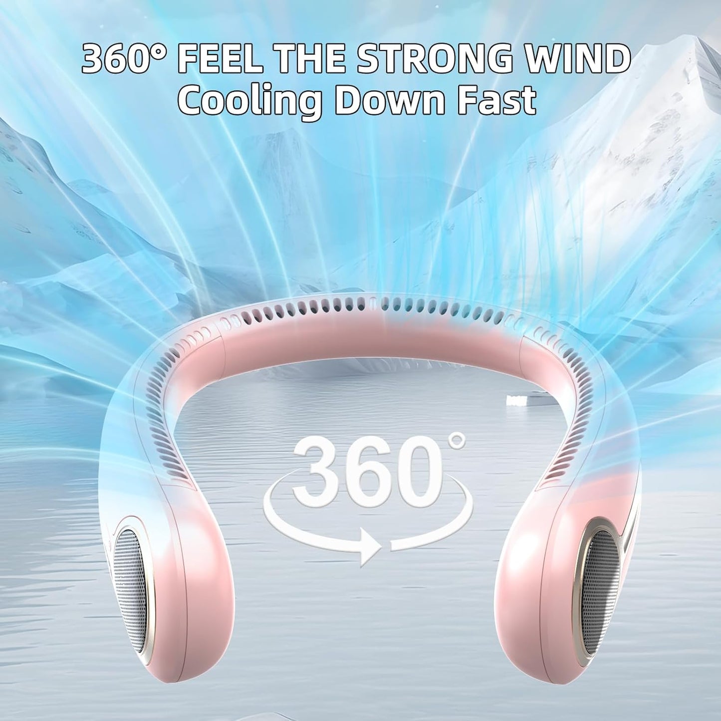 Portable Neck Fan,Gift Ideas,Personal Wearable Bladeless Fan,360° Cooling,LED Display,4-Speeds,6000mAh Rechargeable,Powerful Wind,Outdoor Travel Camping,Birthday Gifts for Men Women Dad Mom (Pink)